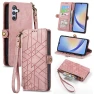 Zipper Wallet Case Geometry Lines Leather Phone Cover with Strap — Basic Cases, Smartwatch 2025