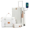 White, 25% Expandable, 3 Piece Set with Handbag