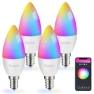 4 Pack Wi-Fi Smart LED Light Bulb, Dimmable, E12 Base Candelabra