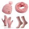 Warm Knitted Hat, Soft Touchscreen Gloves, Women's Hat, Scarf, Gloves, Socks Set, CDjiangqi