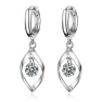 Sterling Silver Earrings with Zircon Crystals and Leaves, ANENJERY Bijouterie