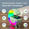 Wireless Charging Bluetooth Speaker with Ambient Lighting, Digital Alarm Clock, and White Noise Machine — Desk Lamp, Popular House