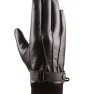 Leather Gloves with Full Touchscreen, Three Stripes, Brown — Heated Gloves, Mayfashion