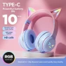 Gradient Cat Ear Smiley Face Gaming Headset, Smarter than future