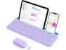 Bluetooth Keyboard and Mouse Combo with Tablet Holder, Blue & Purple — Bluetooth Keyboard, SeenDa