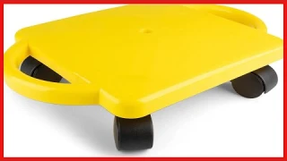 Champion Sports Standard Scooter Board with Handles, Assorted Colors (Yellow or Blue), 12 Inches