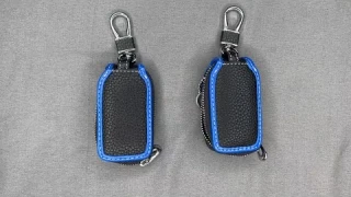 Review - Leather Car Key Chain Case Holder Auto Key Fob Holder Smart Protector Cover (Blue)