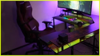 L shaped desk with built in USB and power ports