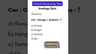 Analogy Quiz 1 - Verbal Reasoning #reasoning