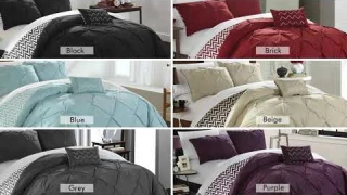 CHIC HOME JACKY COMFORTER SET REVERSIBLE PINCH PLEAT CHEVRON BEDDING