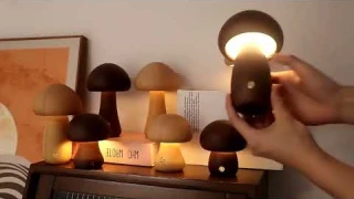 Wood Effect Mushroom Cordless Table Lamp