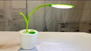 iEGrow Flexible USB Touch LED Desk Lamp with 3-Level Dimmer and Decor Plant Pencil Holder(Green)