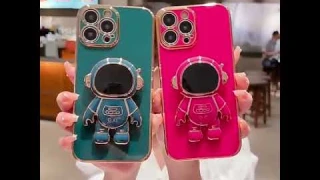 2023 New Arrival Electroplated Astronaut Folding Stand Mobile Phone Case For Iphone 15