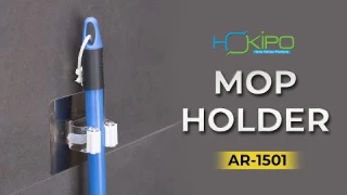 HOKIPO Plastic Magic Sticker Series Self Adhesive Mop and Broom Holder (White)