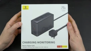 Baseus 240W Smart USB C Charger, 5 Ports PD 3.1 GAN Desktop Charger with LED Display
