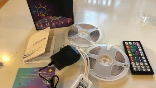 Look @ Keepsmile 100ft Led RGB Strip Lights (2 Rolls 50ft) Bluetooth Smart App Remote Power Adapter