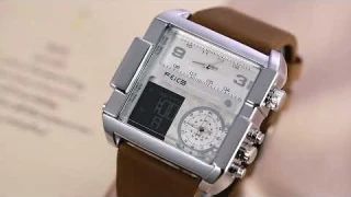 Feice FK030 3 Time Watches for Men Square w/ Leather Strap