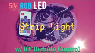 5V RGB LED Strip Light w/ RF Remote Control | Unboxing & Review