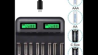 LCD Display 8 Bay Universal Smart Battery Charger
