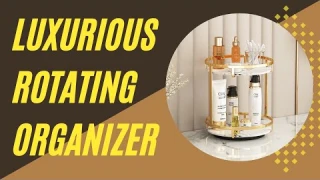 Luxurious Metal Gold Rotating Makeup Organizer Cosmetic Shelf Accessories | Reshuff Home Essentials