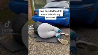 My car was too quiet so I drilled holes in the exhaust (SATISFYING) TikTok: laurabianca___ #shorts
