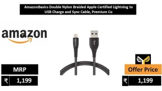 AmazonBasics Double Nylon Braided Apple Certified Lightning to USB Charge and Sync Cable, Premium Co