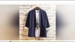 ✔️Summer Men Cardigan Japanese Kimono Men Samurai Costume Clothing Kimono Jacket Mens Kimono Shirt Y