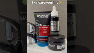Garnier Pure Charcoal Skincare Routine🖤 #skincare #skincareroutine #garnier