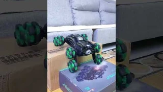 Cool 8 wheel remote control car with exhaust, can climb stairs, fun!