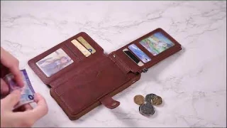 Zipper Flip Wallet Case For iPhone 12 11 pro max mini 8 7 6 plus C49