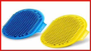 ROPO Dog Grooming Brush, Pet Shampoo Bath Brush Soothing Massage Rubber Comb with Adjustable Ring