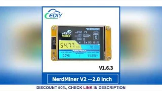 NerdMiner V2 Hashrate, Smart Display, Crypto Solo, Lottery, Nerd Miner, Bitcoin Miner ESP32-2432S028