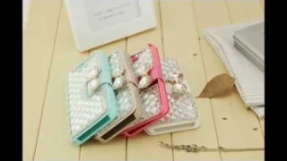 Bling-Rhinestone-Crystal-Diamond-Bowtie-Lid-Leather-Flip-Wallet-Case-iPhone-5-5s