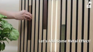 Acoustic Wood Slat Wall Panels LED Light Metallic Look - STEP GUARD Floors & Walls