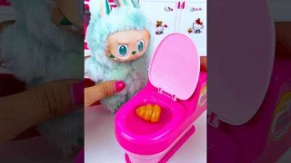 Satisfying with Unboxing & Review Miniature Labubu Toilet Set Toys | ASMR Videos #labubu #poop