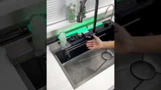 NIAGARA | Workstation Kitchen Sink Kit With Digital Temperature Display & Lighting Waterfall Faucet