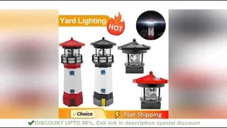 Lighthouse Shape Solar LED Light Garden Fence Yard Outdoor Adornment Smart Sensor Beacon Rotating La