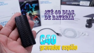 Escuta espiã gravador espião G40, até 40 dias de bateria para gravação de áudio