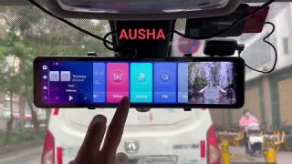 AUSHA® D4 Android Dash Camera 1080P 12 inch Screen with WiFi GPS Navi Bluetooth Music 4G