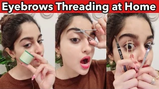 EYE BROW Threading at HOME🧵😍 | #shorts #youtubeshorts
