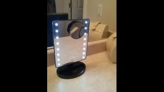 AZALCO 16LEDs Square Desktop Cosmetic Vanity Mirror with Removable 10x Magnifying Mirror