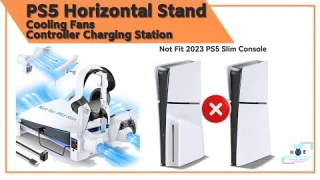 PS5 Horizontal Stand with 3-Level Cooling Fans & Controller Charging Station