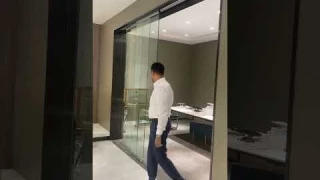 HDSAFE Sliding Glass Door Soft Closing Tempered Glass Systems Frameless Sliding Doors For Office