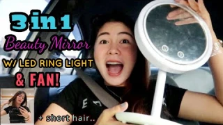 AFFORDABLE 3 in 1 BEAUTY MIRROR WITH LED RINGLIGHT & FAN l Ft. My short hair
