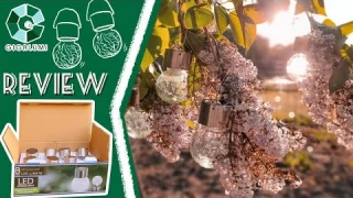 GIGALUMI Hanging Solar Lights,  8 Pack Multi-Color Changing Cracked Glass Hanging Ball Lights
