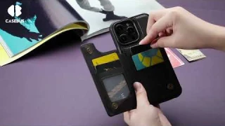 Casebus Leather Flip Folio Phone Wallet Case, Magnetic Snap & RFID Blocking Card Slots