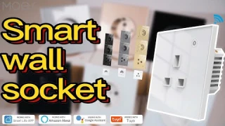 WiFi Tuya Smart Wall Socket Glass Panel Outlet Power Monitor Touch Plug#smartsocket#smarthome#plug