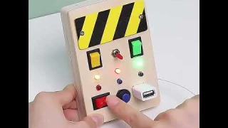 Montessori Wooden Busy Board with LED Light Sensory Educational Activities TOY