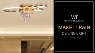MAKE IT RAIN 3 COLOUR, DIMMABLE LED WITH REMOTE CONTROL SMALL CRYSTAL CEILING LIGHT  | WHITE TEAK
