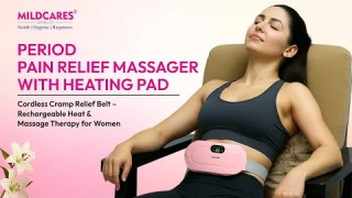 MildCares Period Pain Relief Massager | Cordless Cramp Relief Belt with Heating & Massage for Women